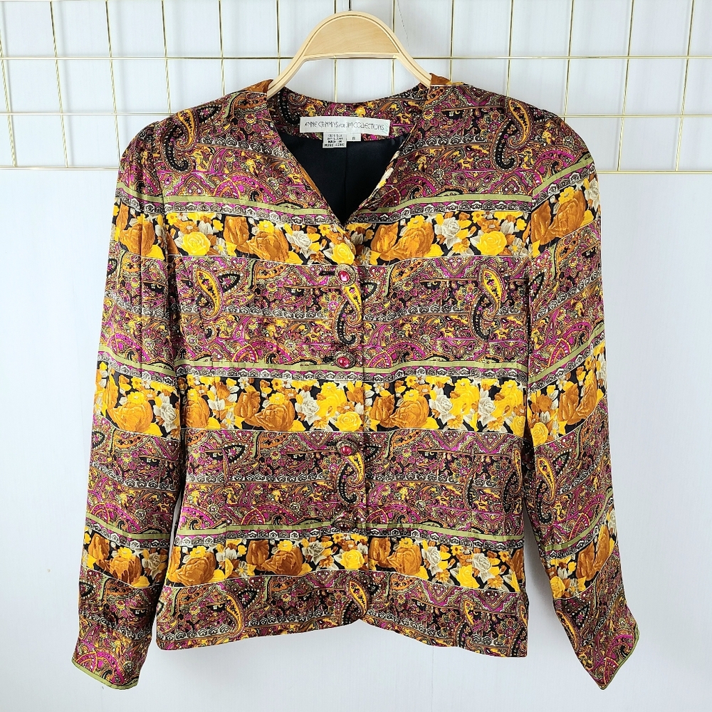 Anne Crimmins for Umi Collections Silk Paisley Baroque Vintage Blazer